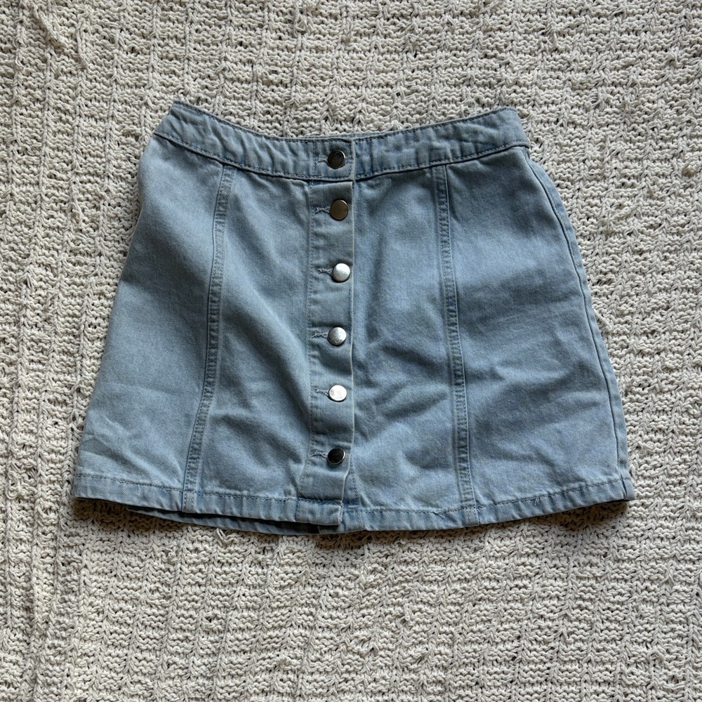 H&M Light Blue Button-Down Mini Skirt